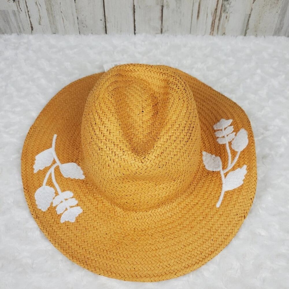 Time And True Embroidered Casual Everyday Floppy Hat Brand New Women Tan White